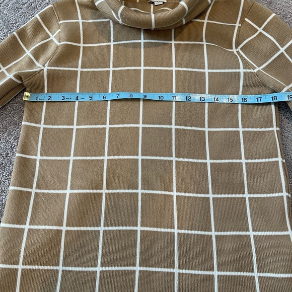 J.Crew Funnel Neck Sweater, Long Sleeve, Camel Windowpane, Size Small - Picture 8 of 14